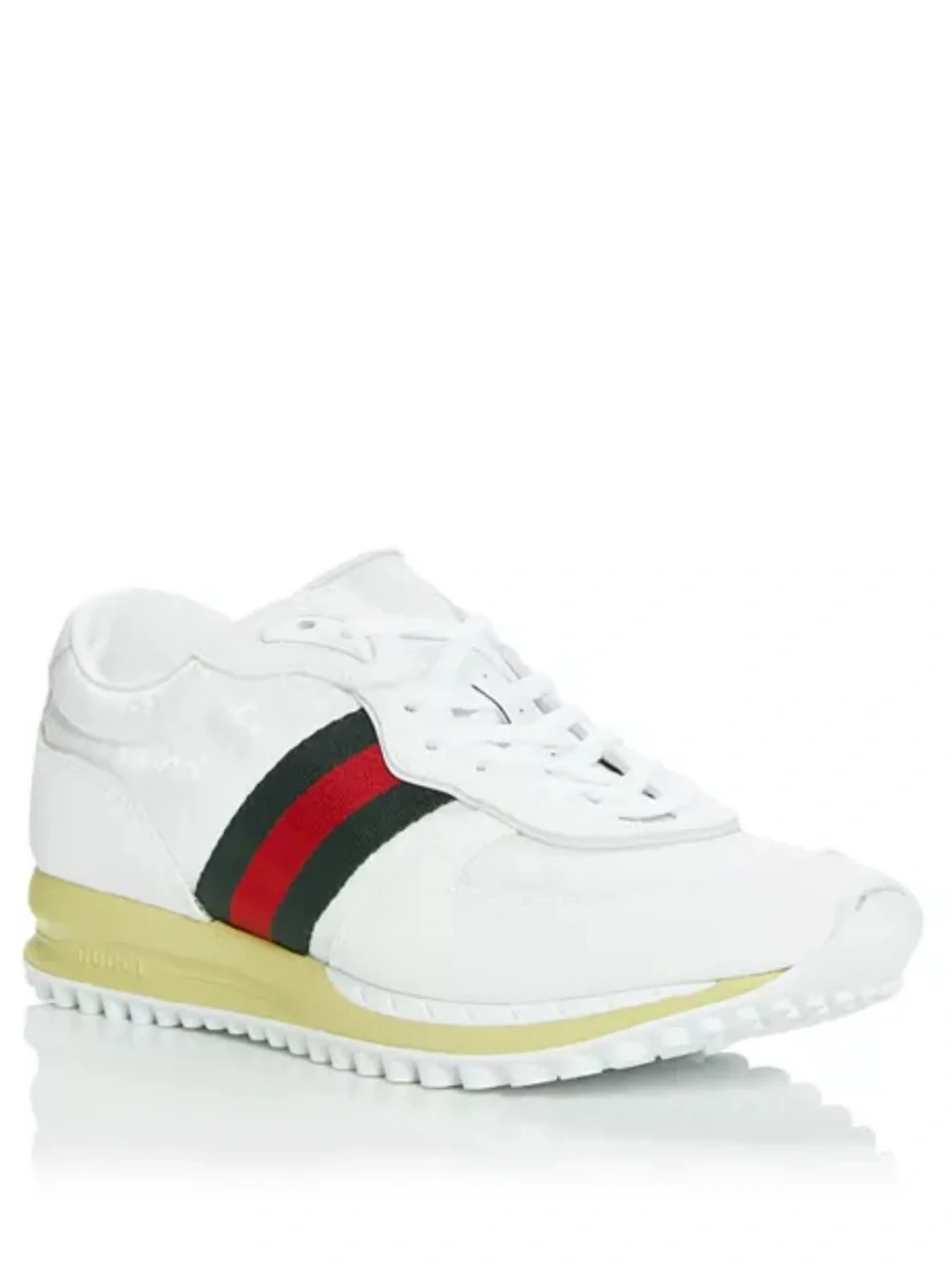 Gucci White Re-Motion Sneaker with Red & Green Web Stripe